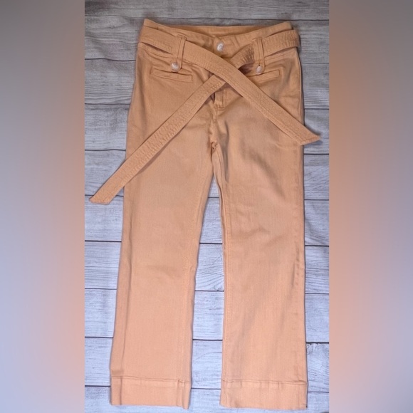 Pilcro & the Leatherpress High-Rise Flare Peach Cropped Pants Women’s 27 Belted - Picture 1 of 4